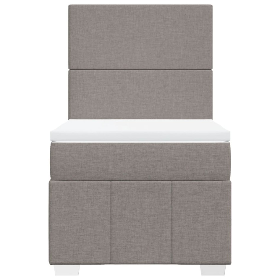 Cama box spring con colchón tela gris taupe 80x200