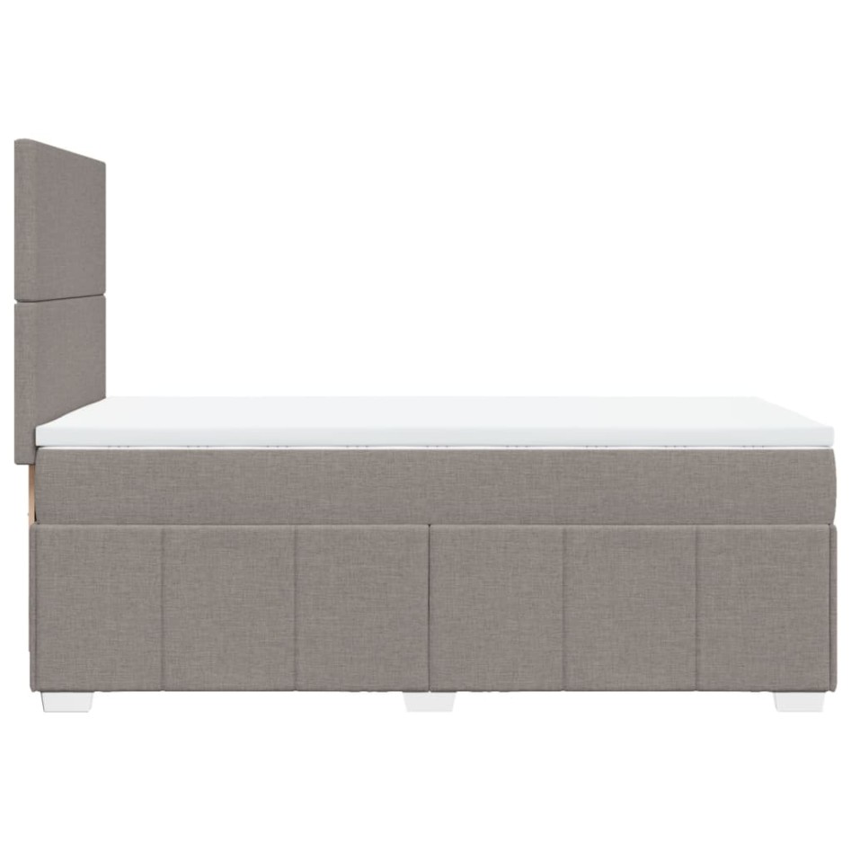 Cama box spring con colchón tela gris taupe 80x200