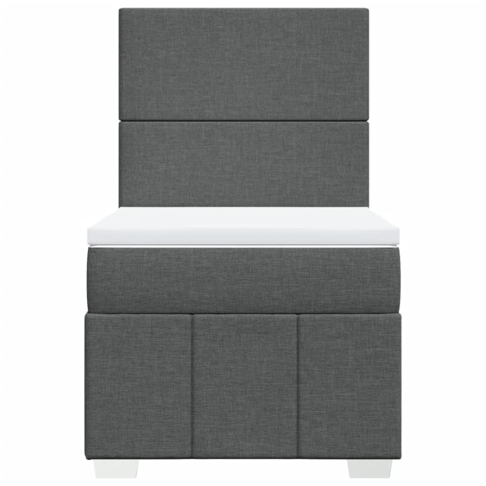 Cama box spring con colchón tela gris oscuro 90x190