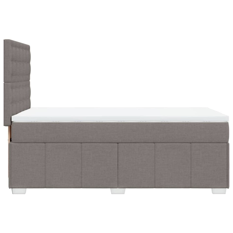 Cama box spring con colchón tela gris taupe 100x200