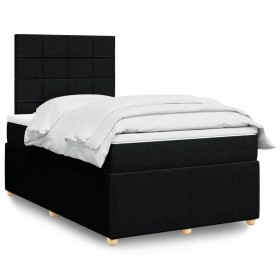 Cama box spring con colchón tela negro 120x190