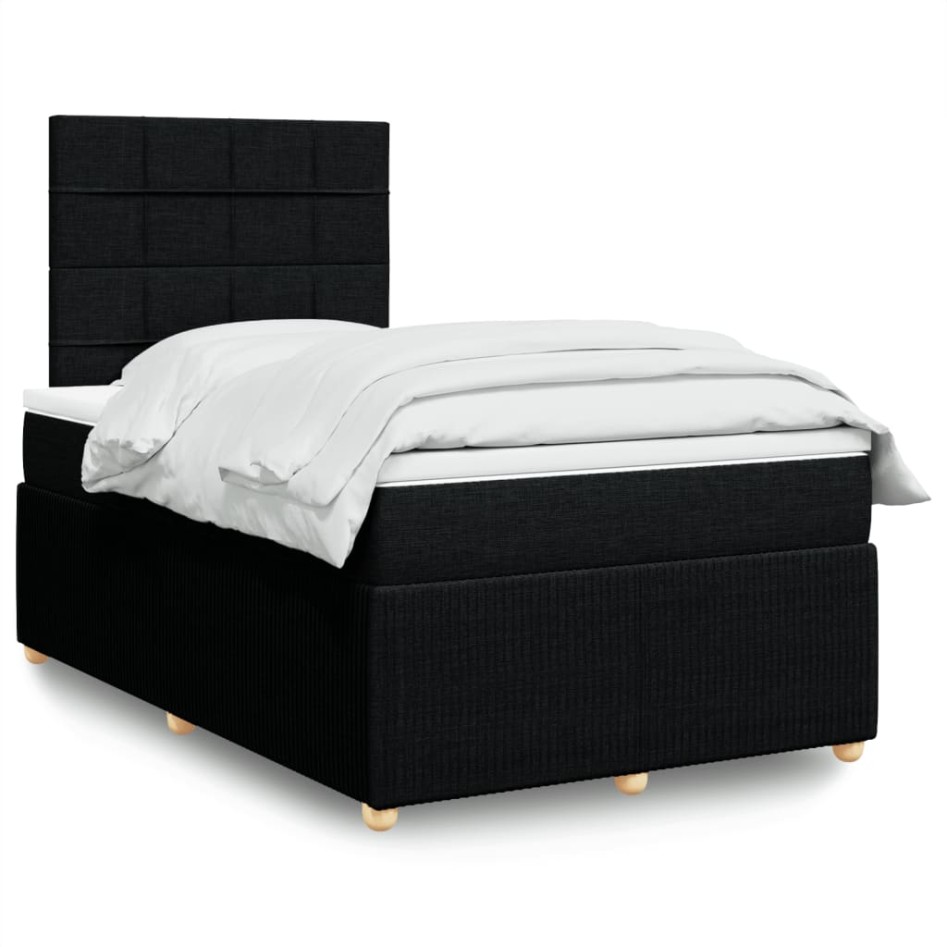 Cama box spring con colchón tela negro 120x190