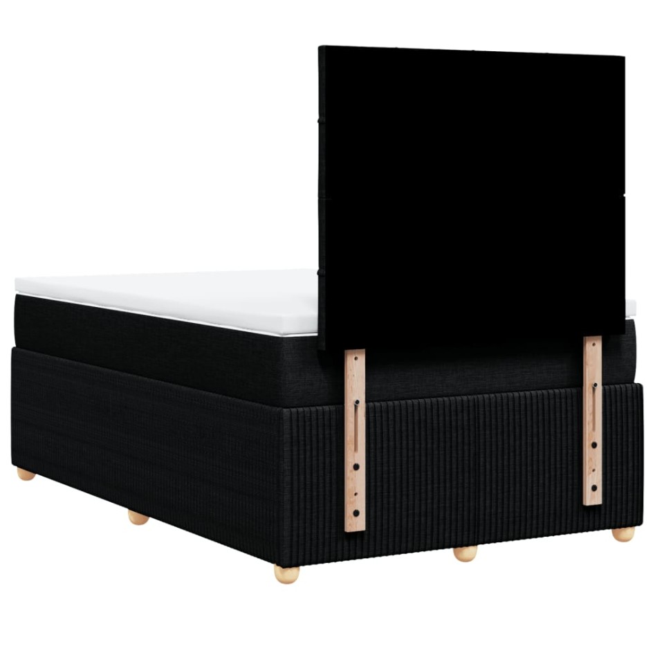 Cama box spring con colchón tela negro 120x190