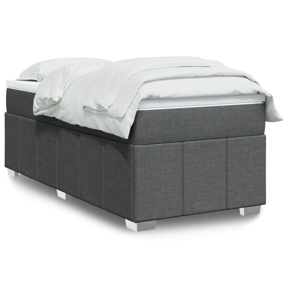 Cama box spring con colchón tela gris oscuro 90x190