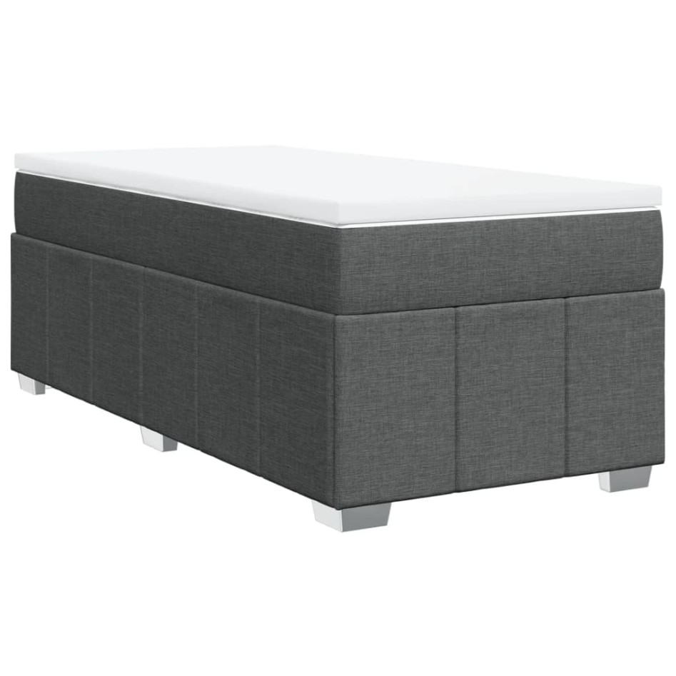 Cama box spring con colchón tela gris oscuro 90x190