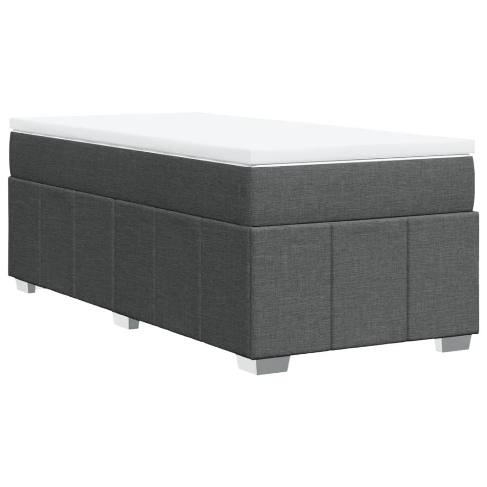 Cama box spring con colchón tela gris oscuro 90x190