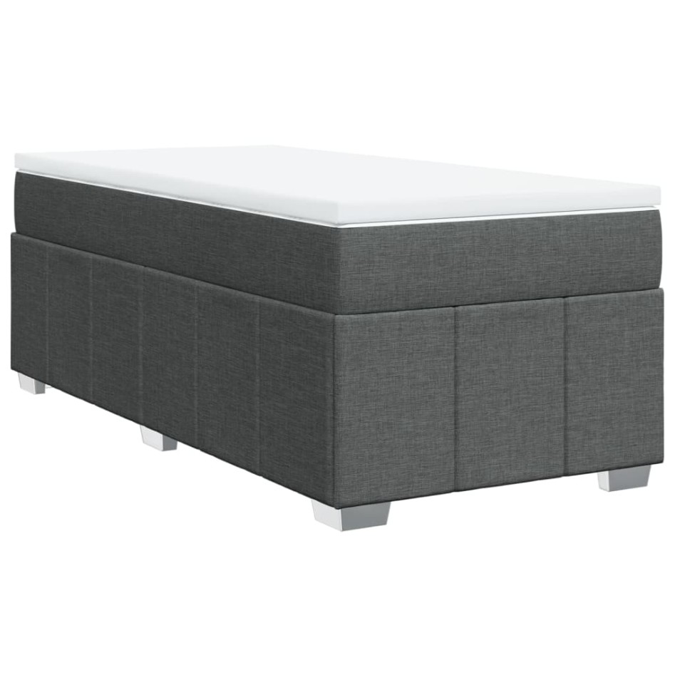 Cama box spring con colchón tela gris oscuro 80x200