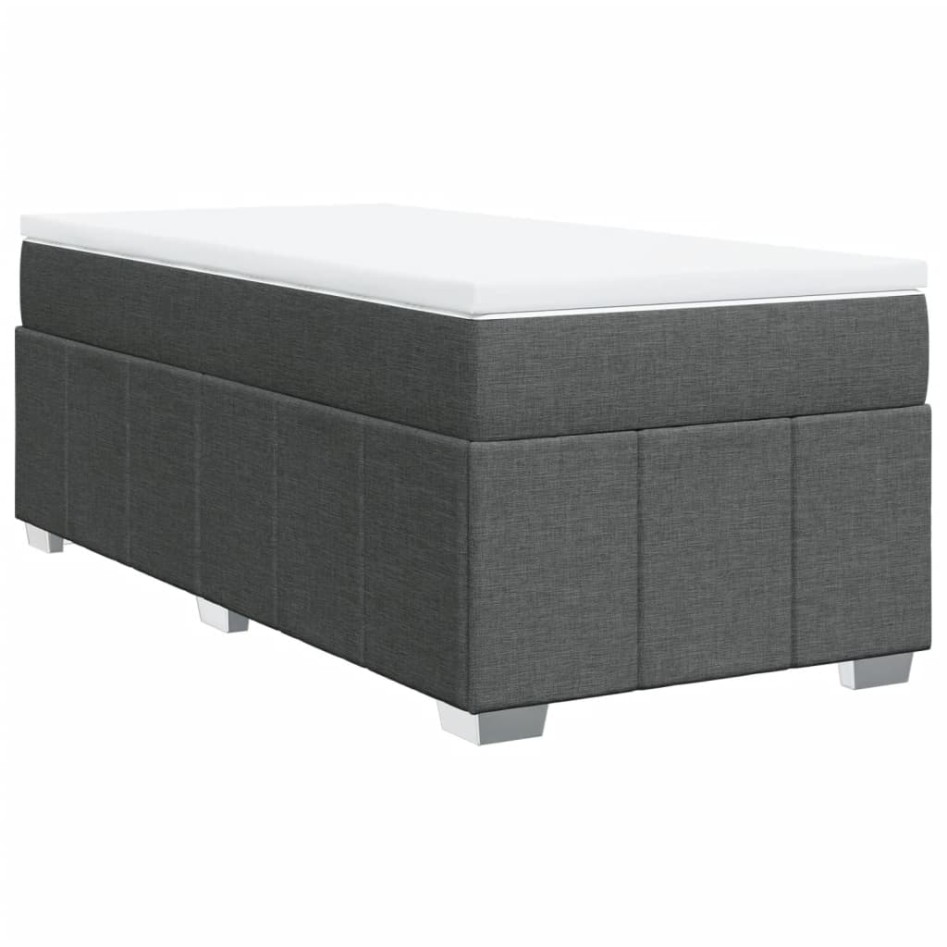 Cama box spring con colchón tela gris oscuro 90x200