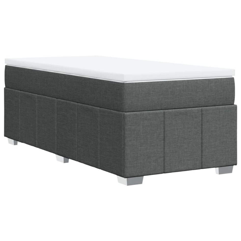 Cama box spring con colchón tela gris oscuro 90x200