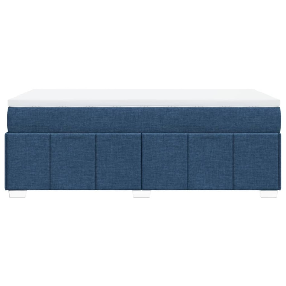 Cama box spring con colchón tela azul 90x200