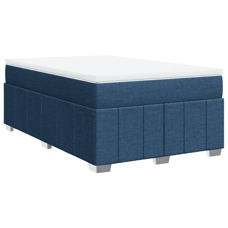 Cama box spring con colchón tela azul 120x190