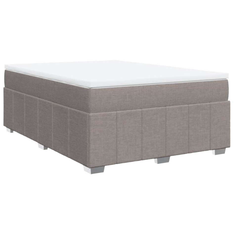 Cama box spring con colchón tela gris taupe 140x190