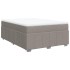Cama box spring con colchón tela gris taupe 140x200