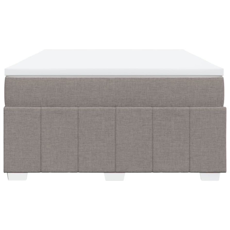 Cama box spring con colchón tela gris taupe 140x200