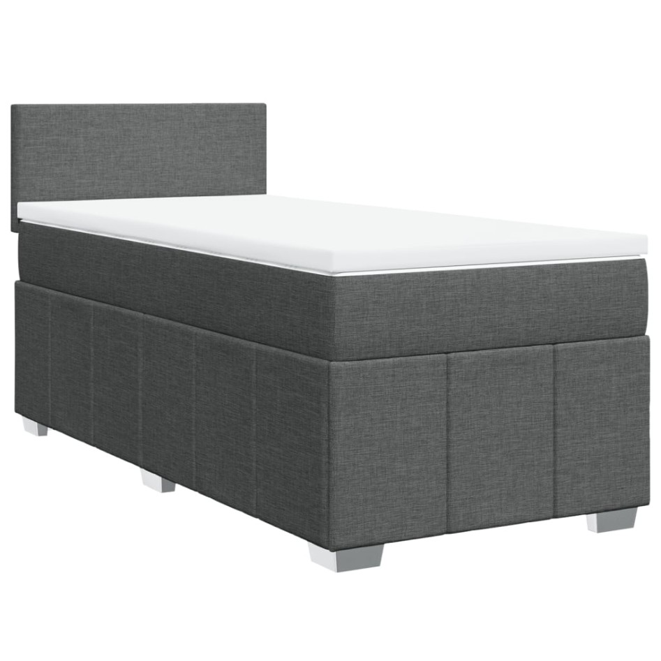 Cama box spring con colchón tela gris oscuro 80x200