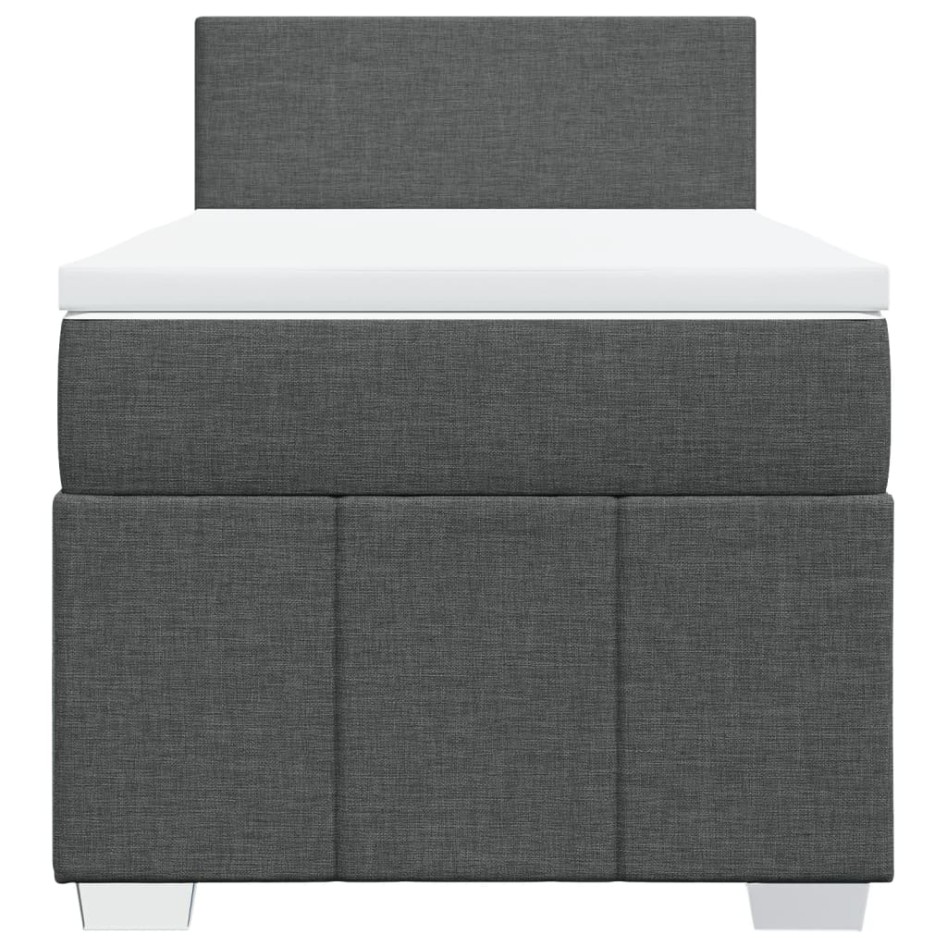 Cama box spring con colchón tela gris oscuro 80x200