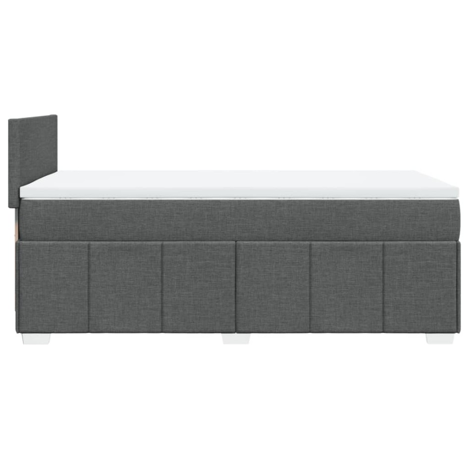 Cama box spring con colchón tela gris oscuro 80x200