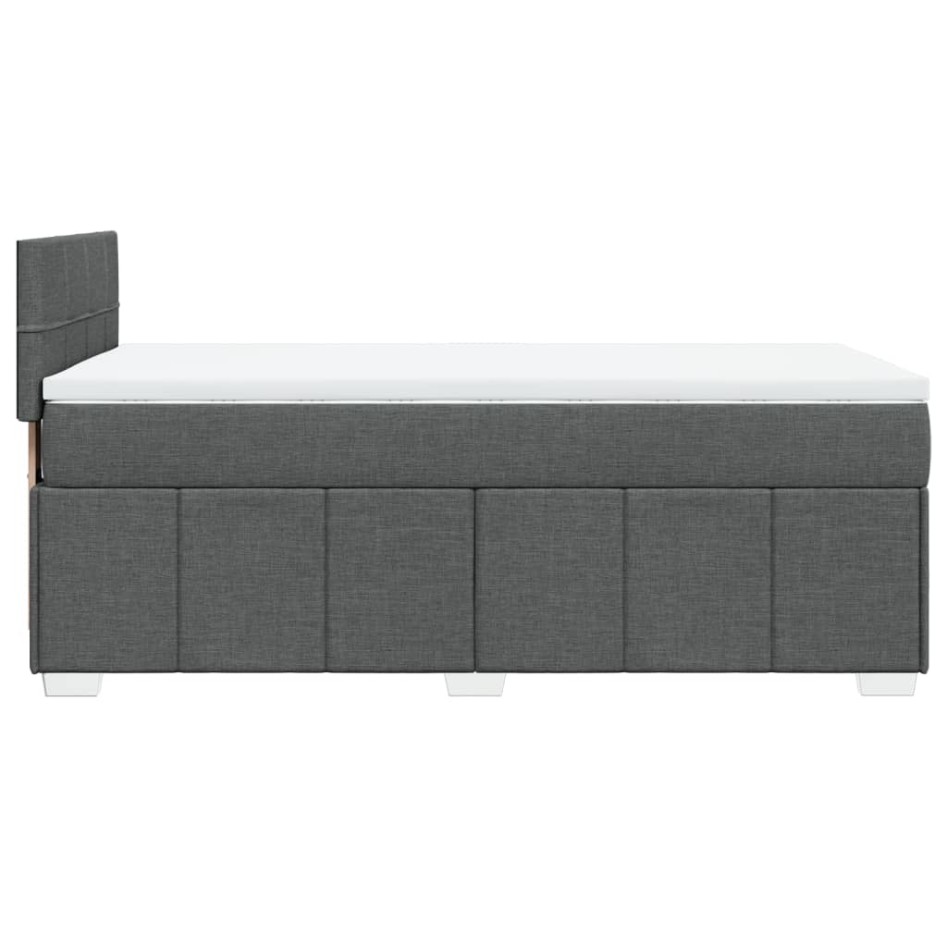 Cama box spring con colchón tela gris oscuro 80x200