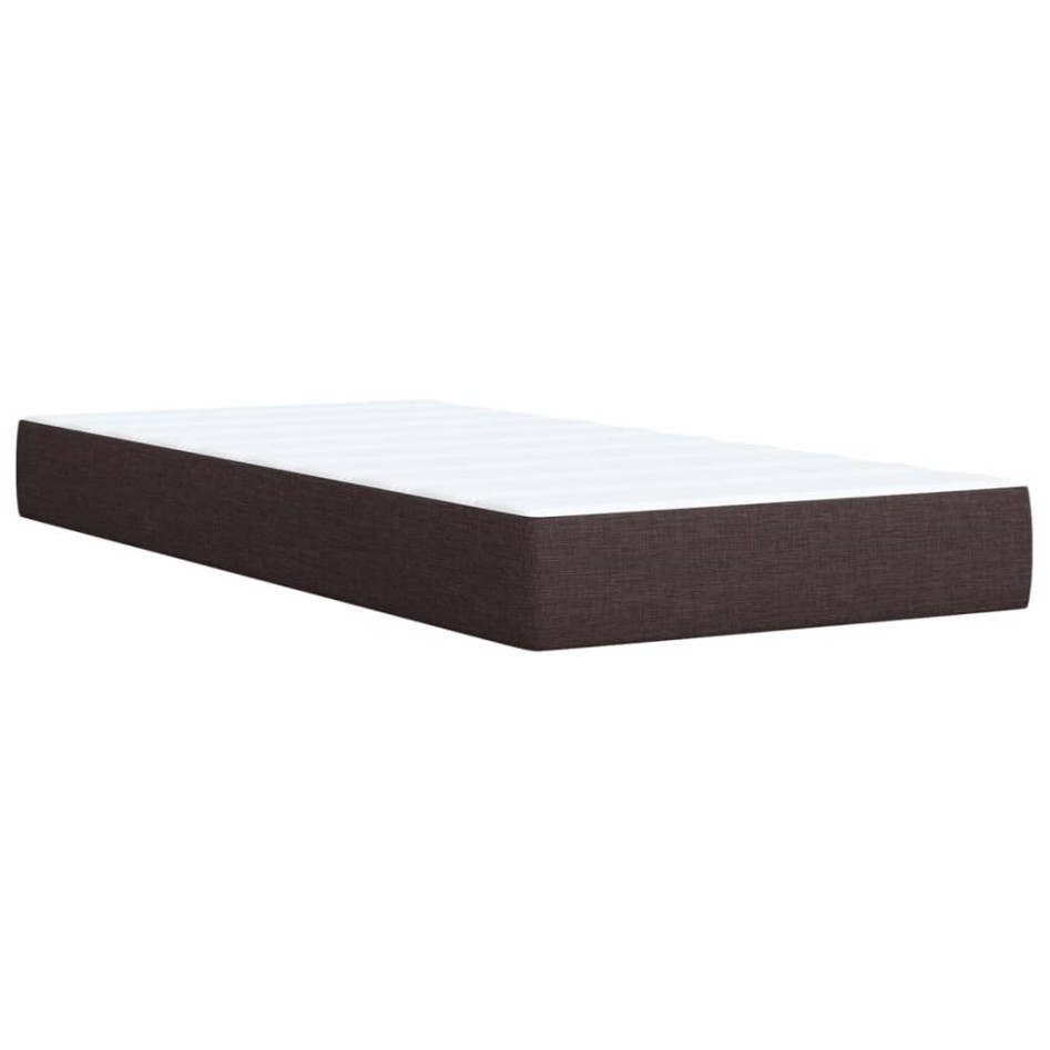 Cama box spring con colchón tela marrón oscuro 80x200