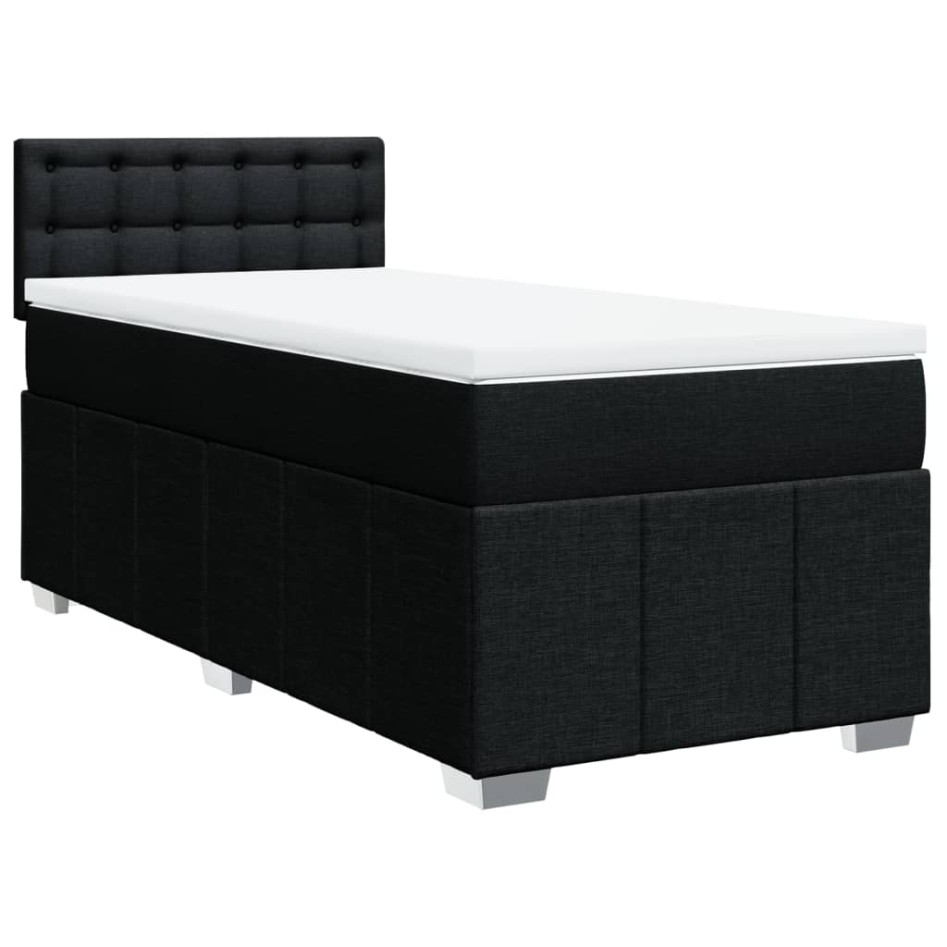 Cama box spring con colchón tela negro 80x200
