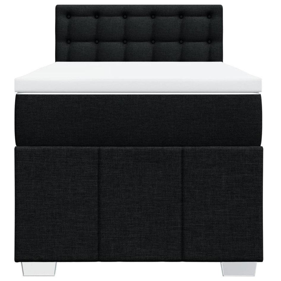 Cama box spring con colchón tela negro 80x200