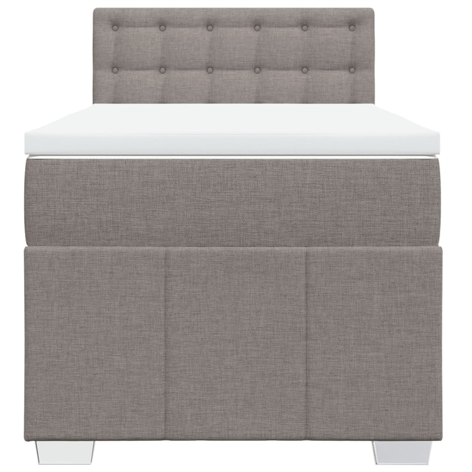 Cama box spring con colchón tela gris taupe 80x200