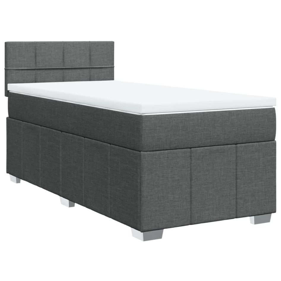Cama box spring con colchón tela gris oscuro 90x190