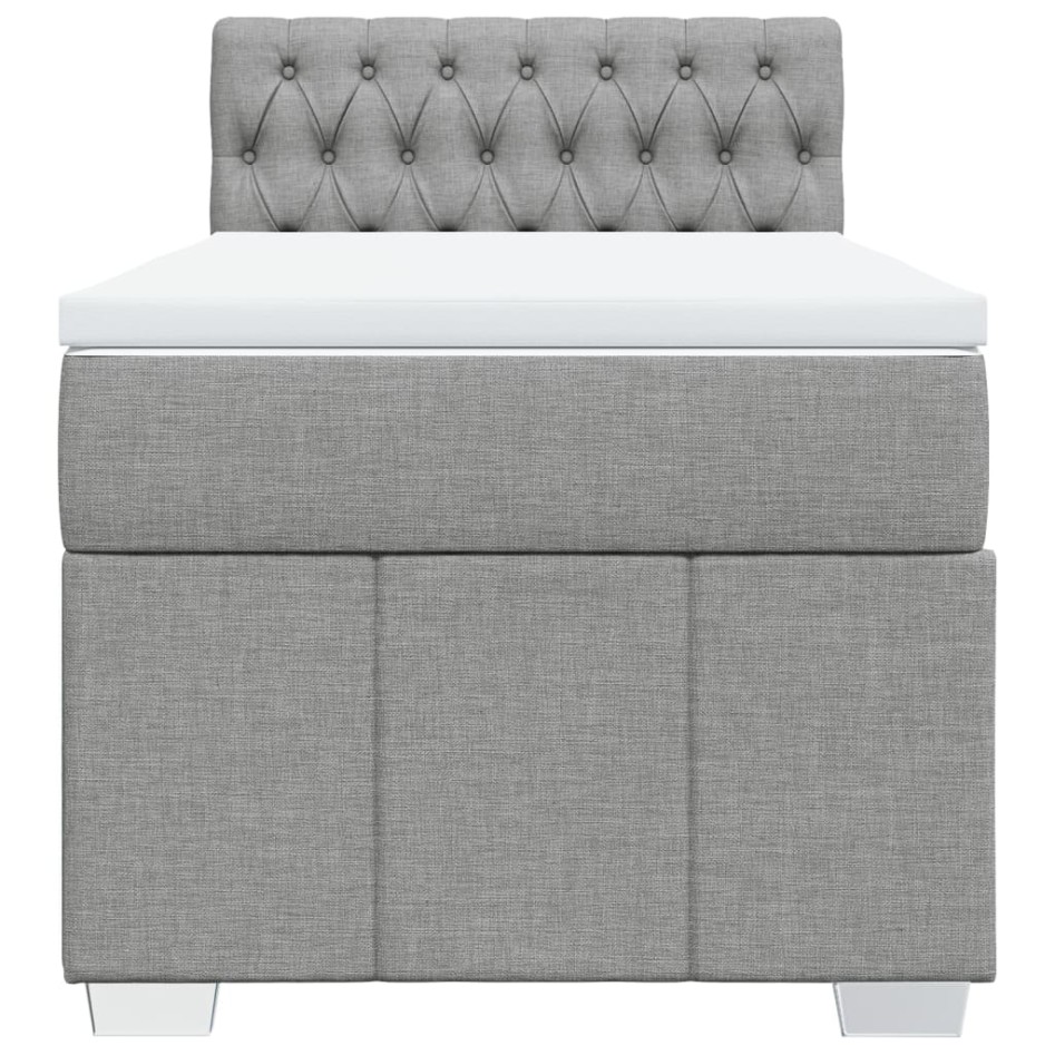 Cama box spring con colchón tela gris claro 90x190