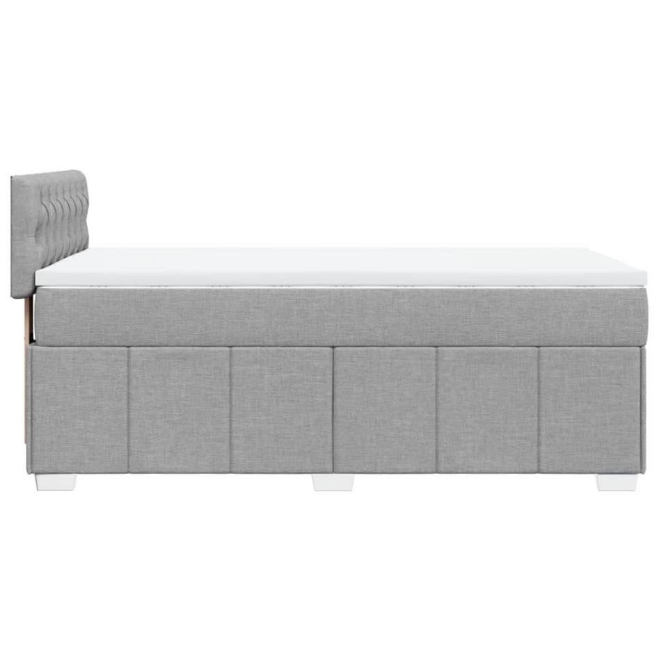 Cama box spring con colchón tela gris claro 90x190