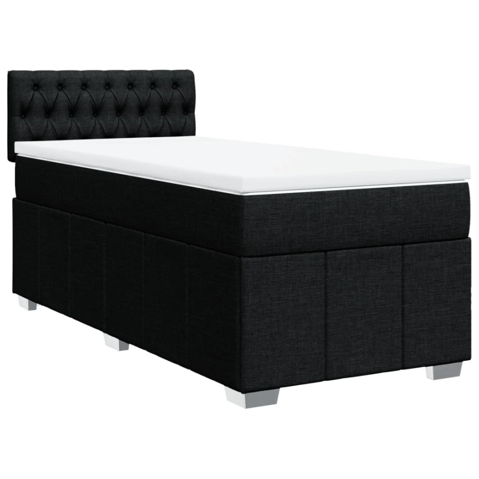 Cama box spring con colchón tela negro 90x190