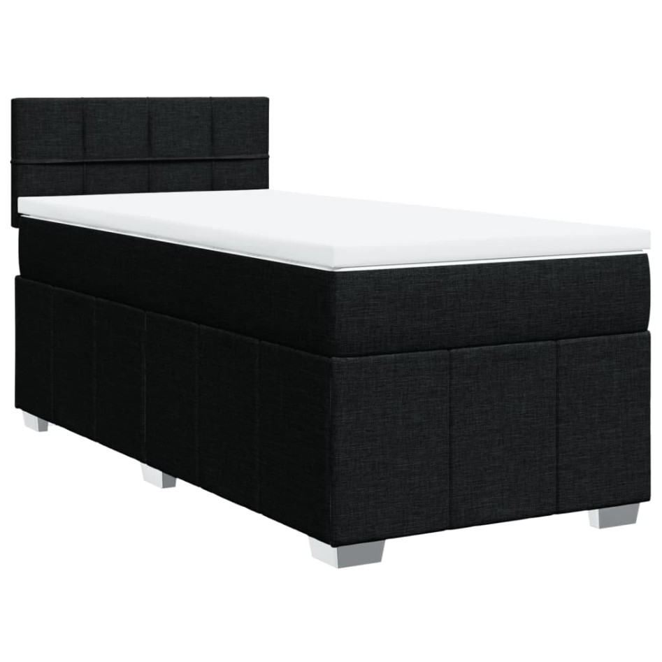 Cama box spring con colchón tela negro 90x200
