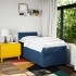 Cama box spring con colchón tela azul 90x200