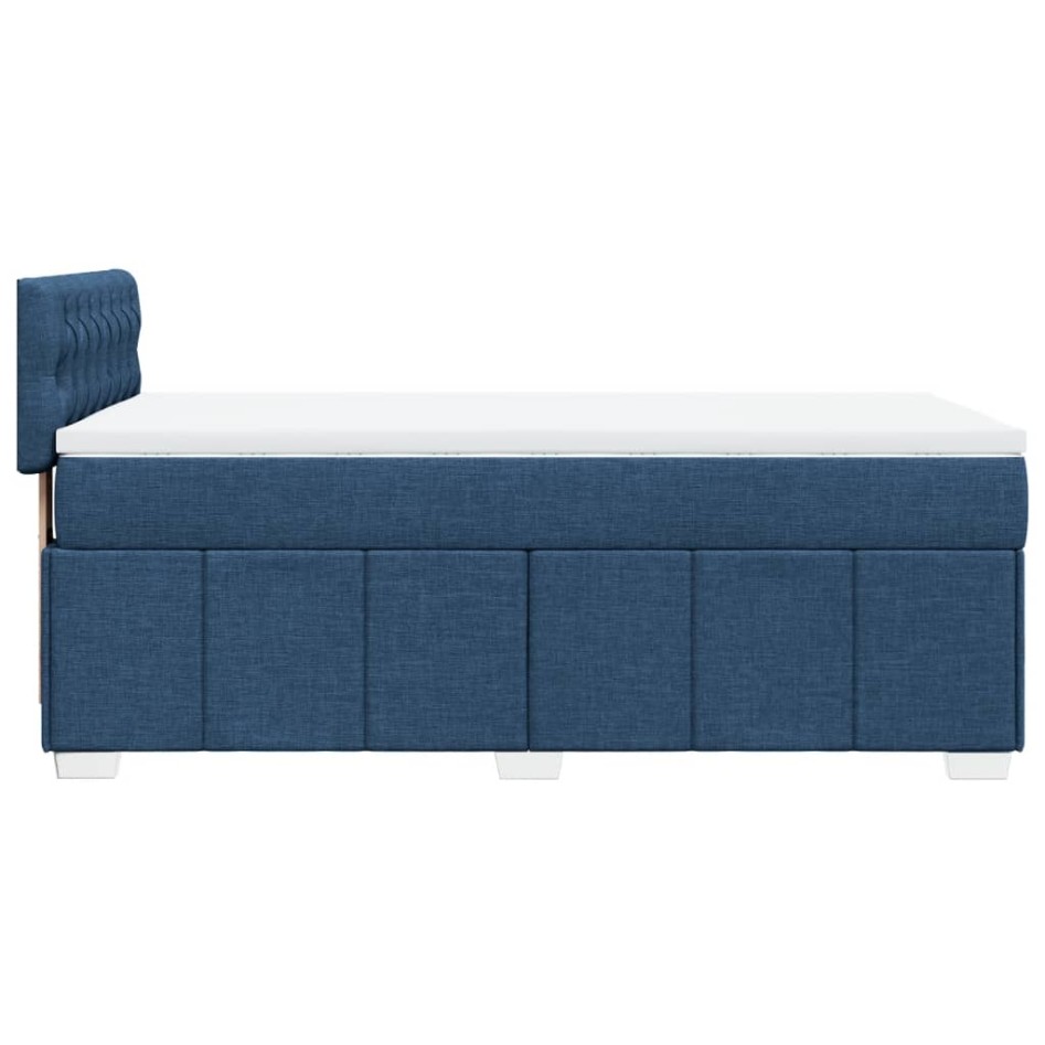 Cama box spring con colchón tela azul 90x200