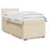 Cama box spring con colchón tela color crema 90x200