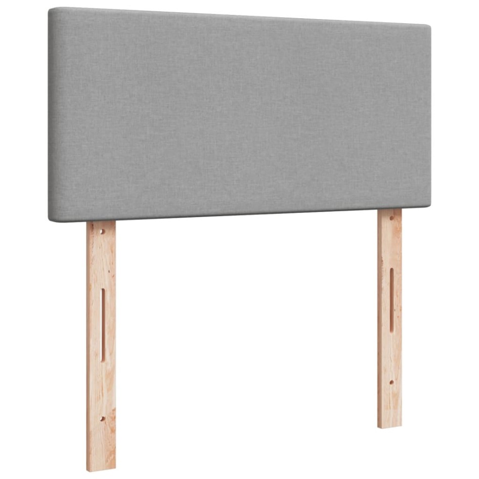 Cama box spring con colchón tela gris claro 100x200