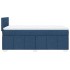 Cama box spring con colchón tela azul 100x200