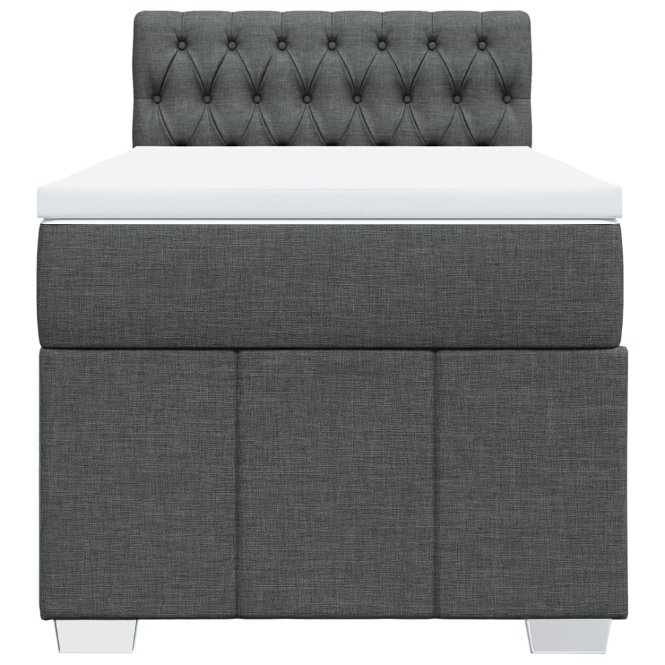 Cama box spring con colchón tela gris oscuro 100x200