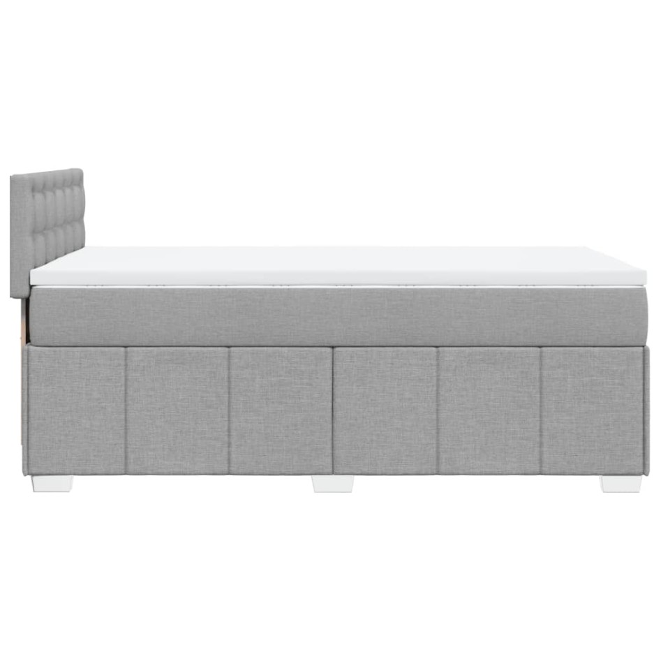 Cama box spring con colchón tela gris claro 100x200