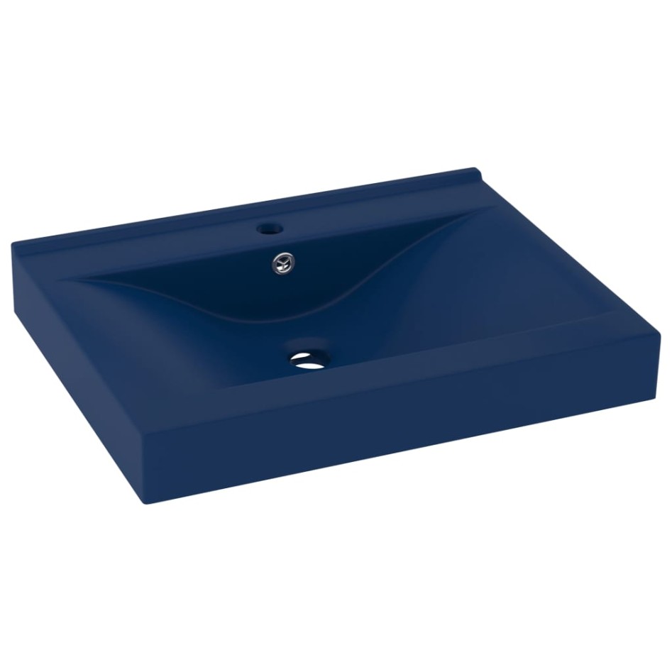 Lavabo de lujo con grifo cerámica azul oscuro 60x46