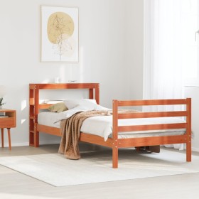 Estructura de cama sin colchón madera maciza marrón 75x190