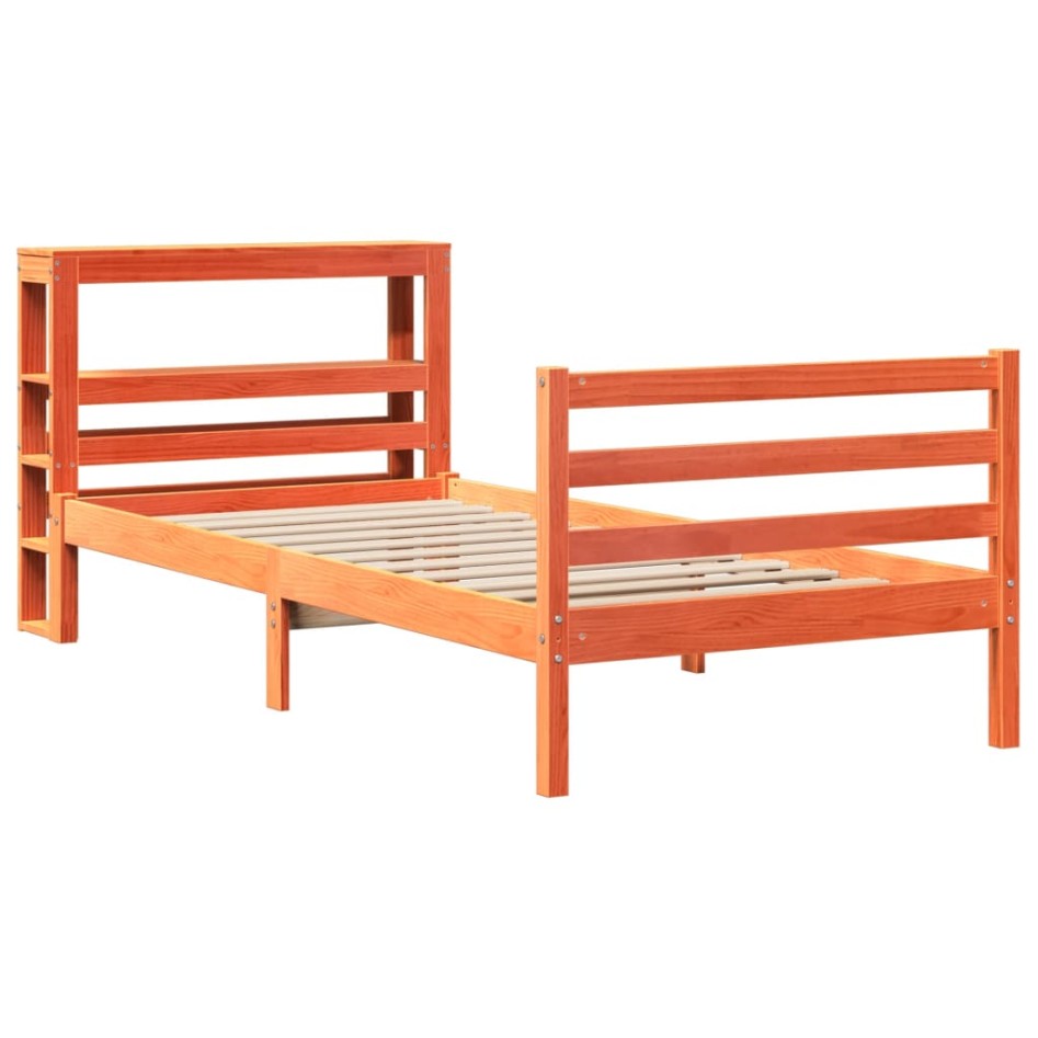 Estructura de cama sin colchón madera maciza marrón 75x190