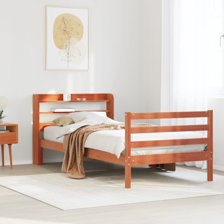 Estructura de cama sin colchón madera maciza marrón 75x190
