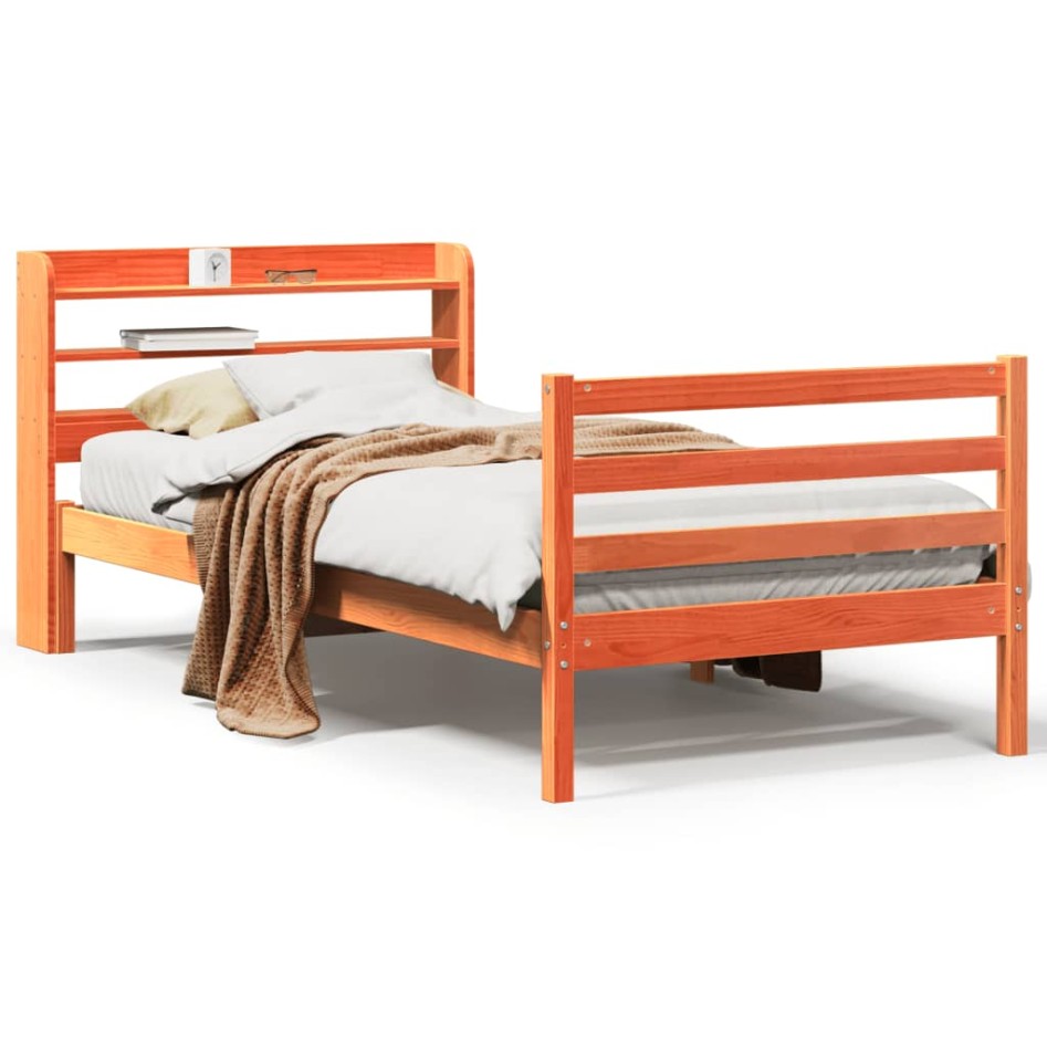 Estructura de cama sin colchón madera maciza marrón 75x190