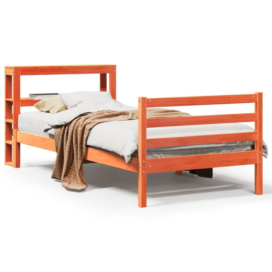 Estructura de cama sin colchón madera de pino marrón 90x200