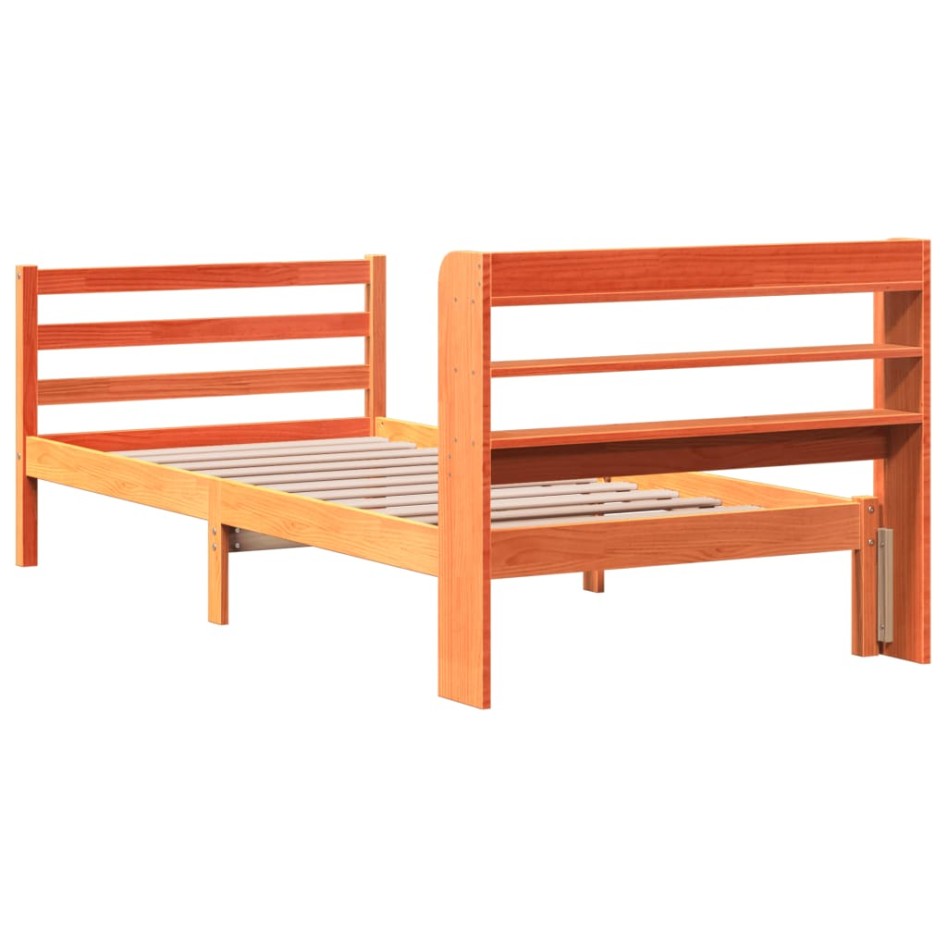 Estructura de cama sin colchón madera de pino marrón 90x200
