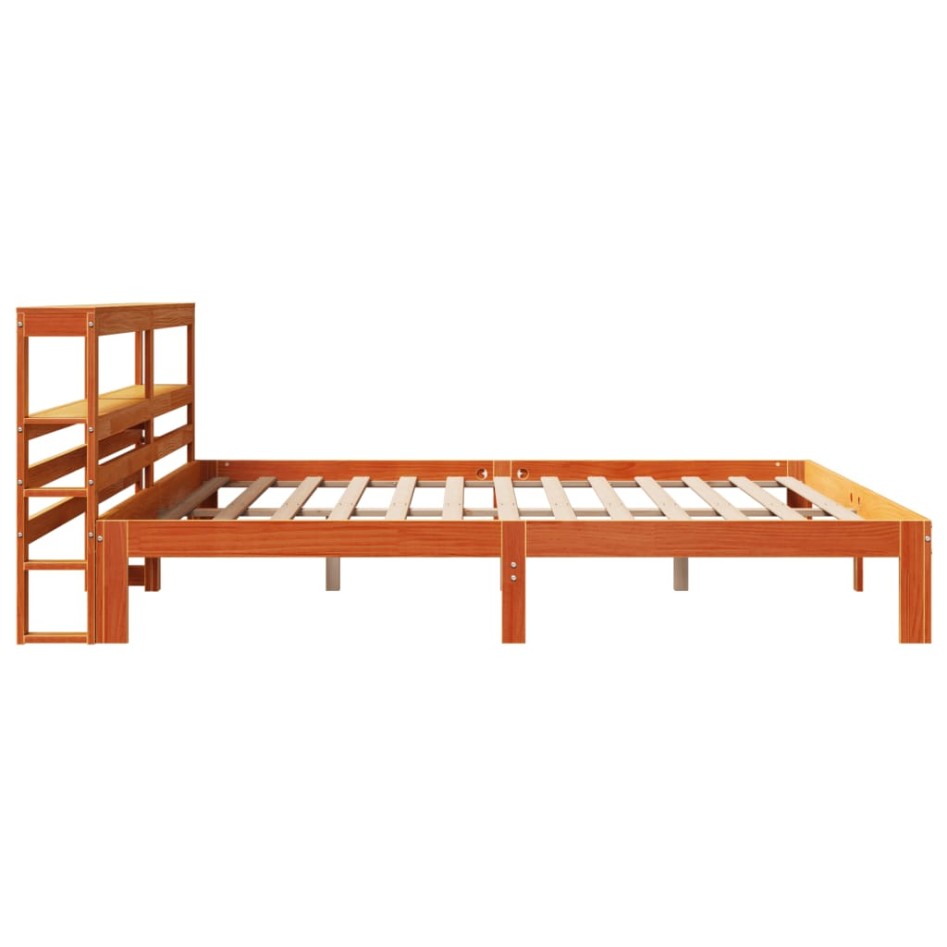 Cama sin colchón madera maciza de pino marrón cera 180x200