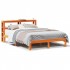 Cama sin colchón madera maciza de pino marrón cera 140x190