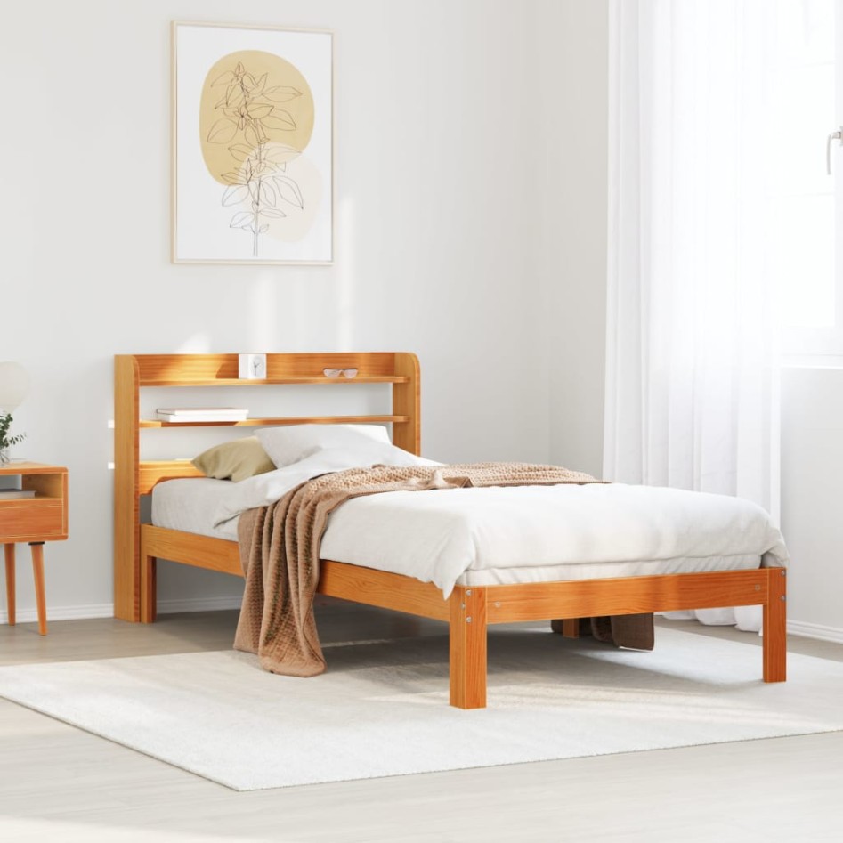 Estructura de cama sin colchón madera maciza marrón 90x190