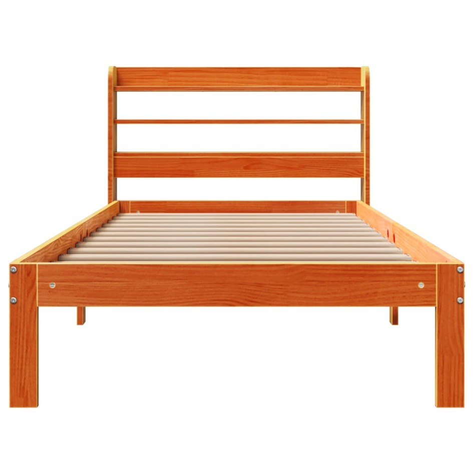 Estructura de cama sin colchón madera maciza marrón 90x190