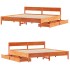 Cama sin colchón madera maciza de pino marrón cera 180x200